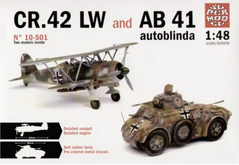 Supermodel 1/48 Fiat CR.42 LW & Autoblinda AB41