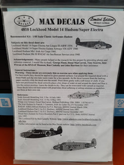 Max Decals 1/48 Lockheed Hudson/Super Electra